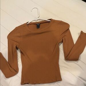 Ribbed copper Long Sleeve Top